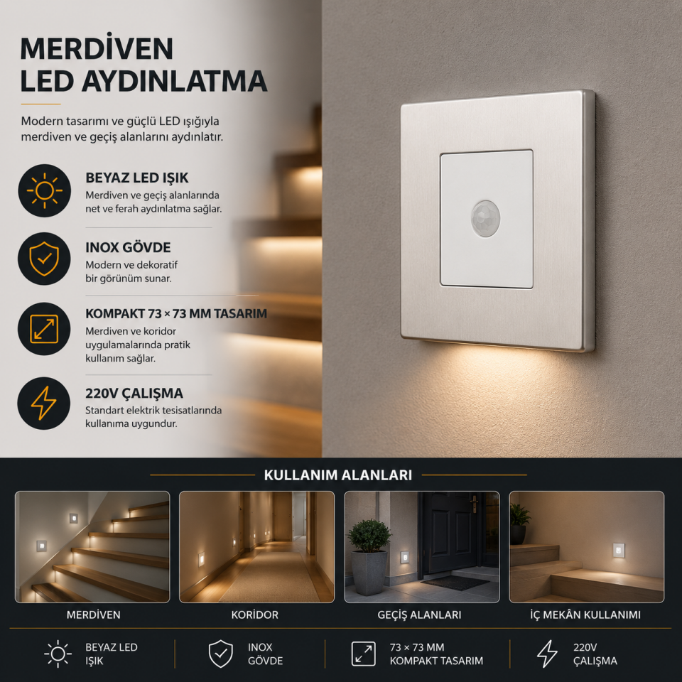 AKVİVA 61201 MERCAN BEYAZ MERDİVEN LED SPOT