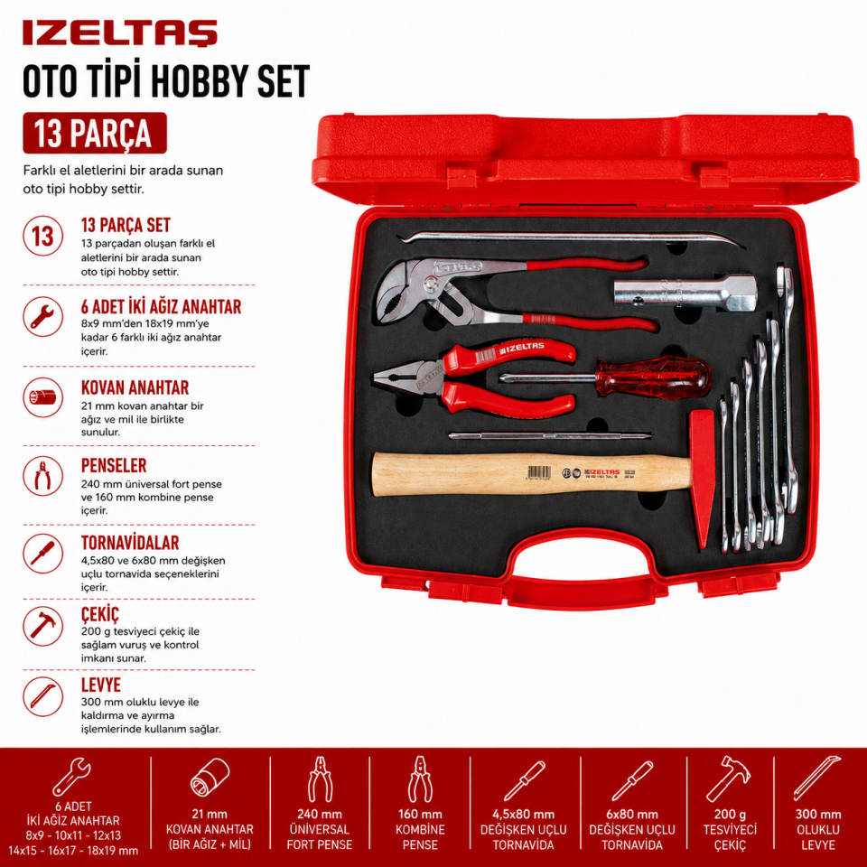 İZELTAŞ HOBBY SET OTO TİPİ 13 PARÇA