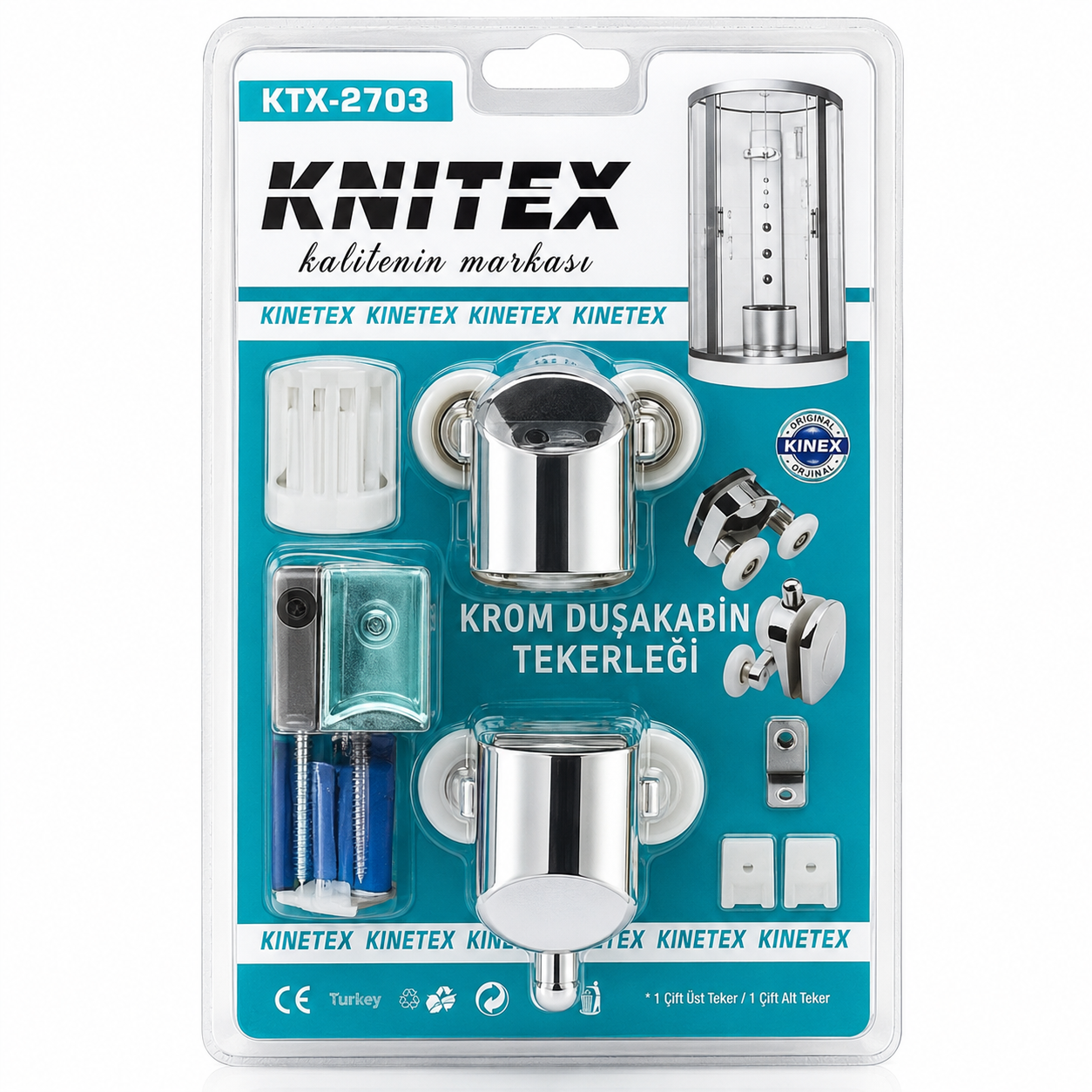 KINETEX DUŞKABİN TEKERLEĞİ KROM KTX-2703
