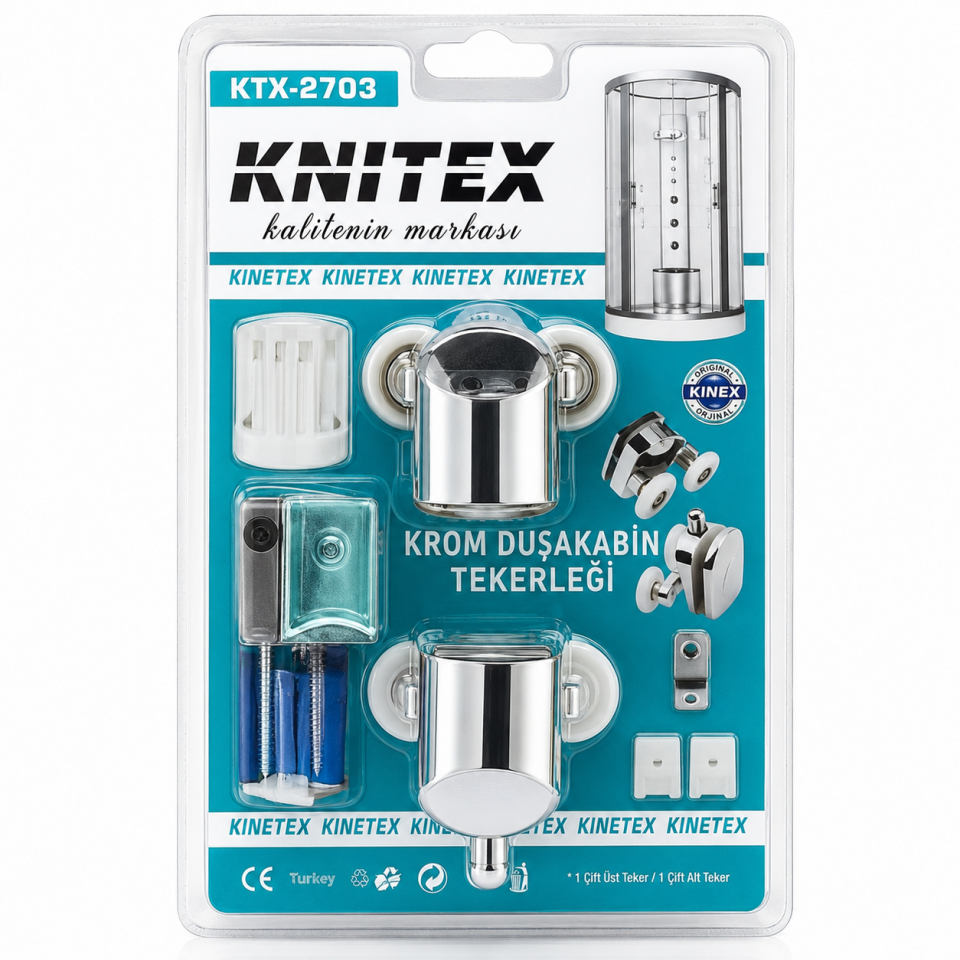 KINETEX DUŞKABİN TEKERLEĞİ KROM KTX-2703