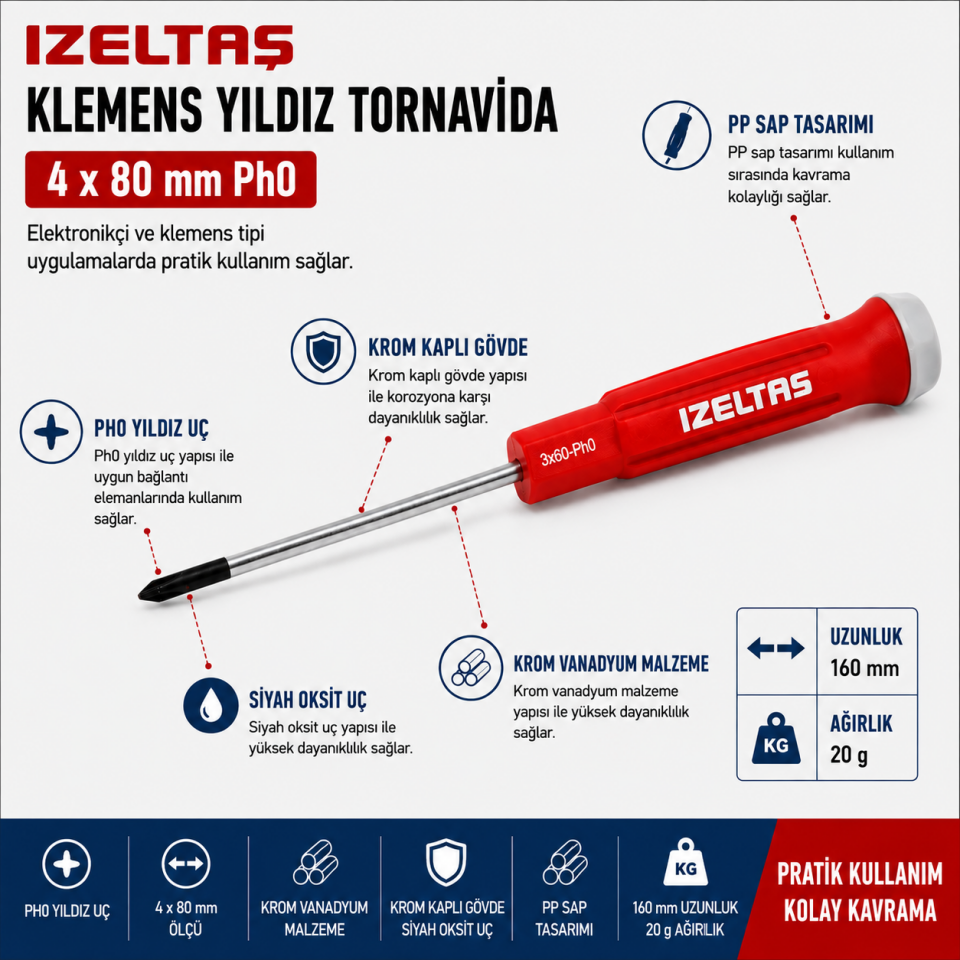 İZELTAŞ 4X80 KLEMENS YILDIZ TORNAVİDA