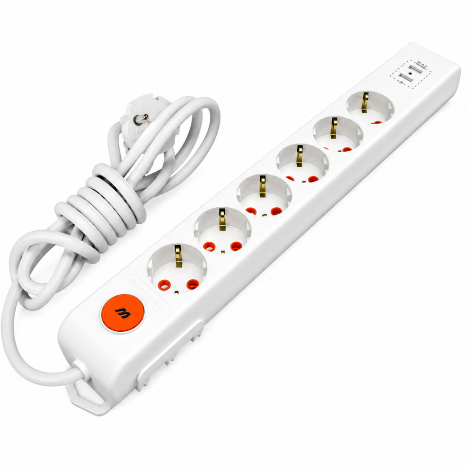 MUTLUSAN Rİ-TECH 6 LI USB ÇIKIŞLI AKIM KORUMALI PRİZ