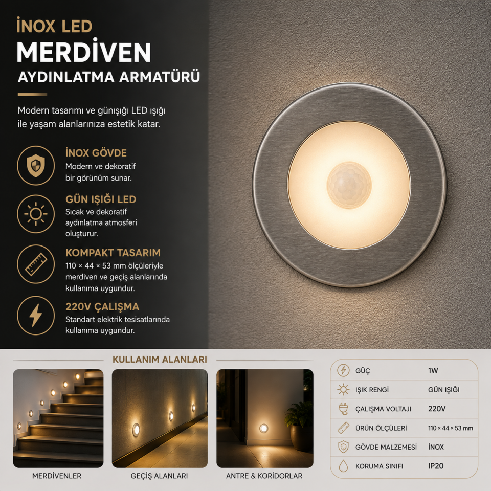 AKVİVA 61521 YAKAMOZ MERDİVEN SPOT GÜN IŞIĞI