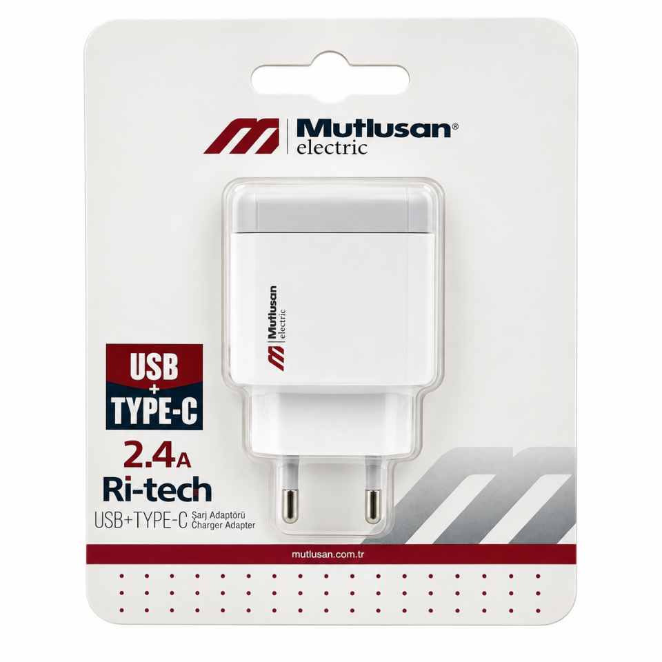 MUTLUSAN USB+TYPE-C FİŞ ADAPTÖR 2,4A