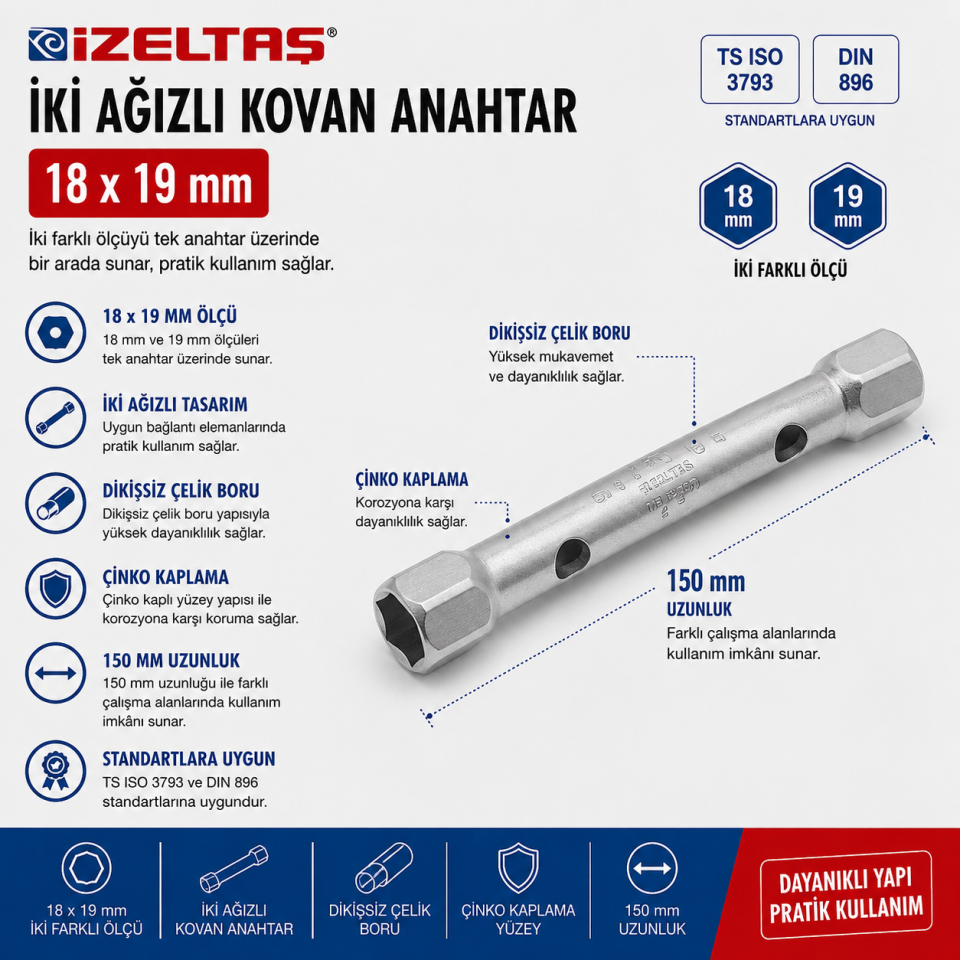 İZELTAŞ KOVAN ANAHTAR 18X19