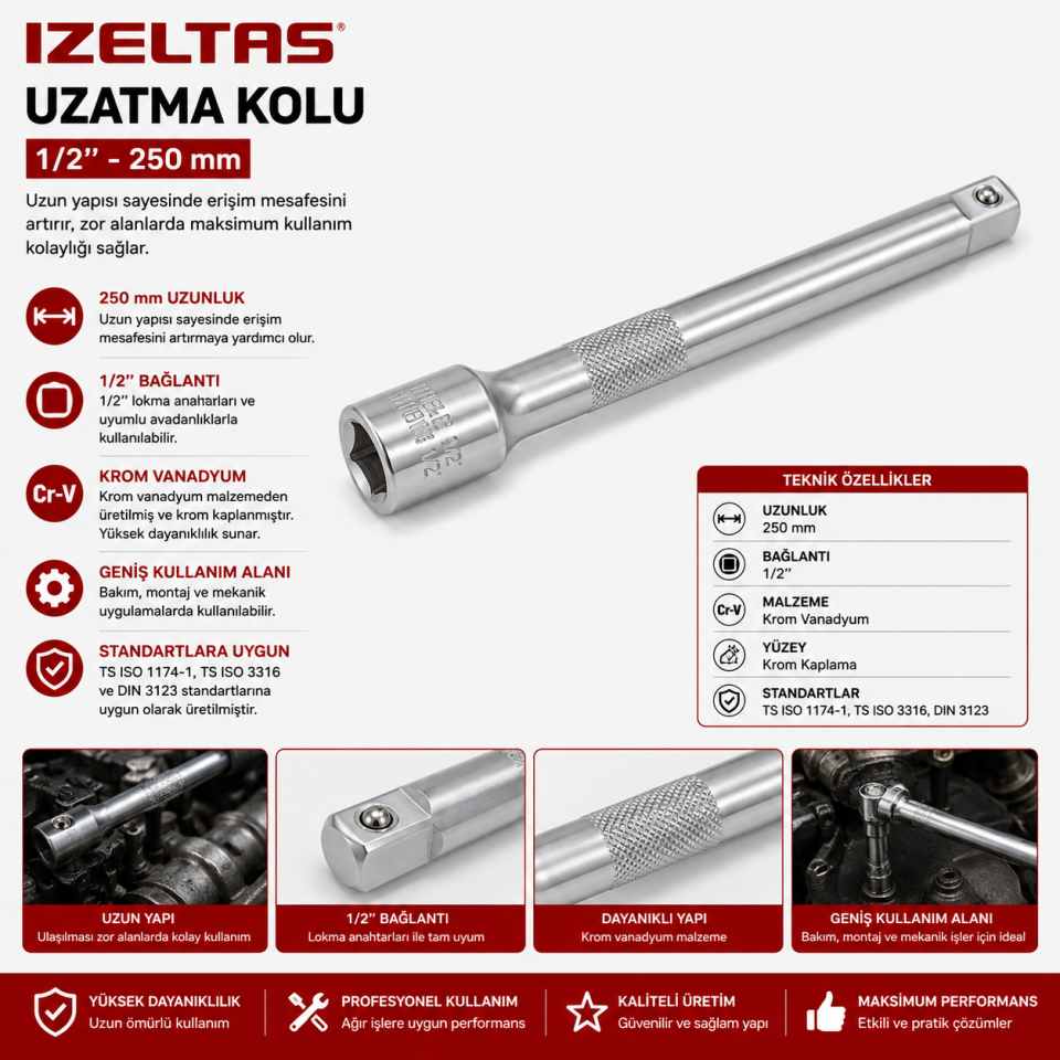 İZELTAŞ 250 MM UZUN ARA KOL 1/2