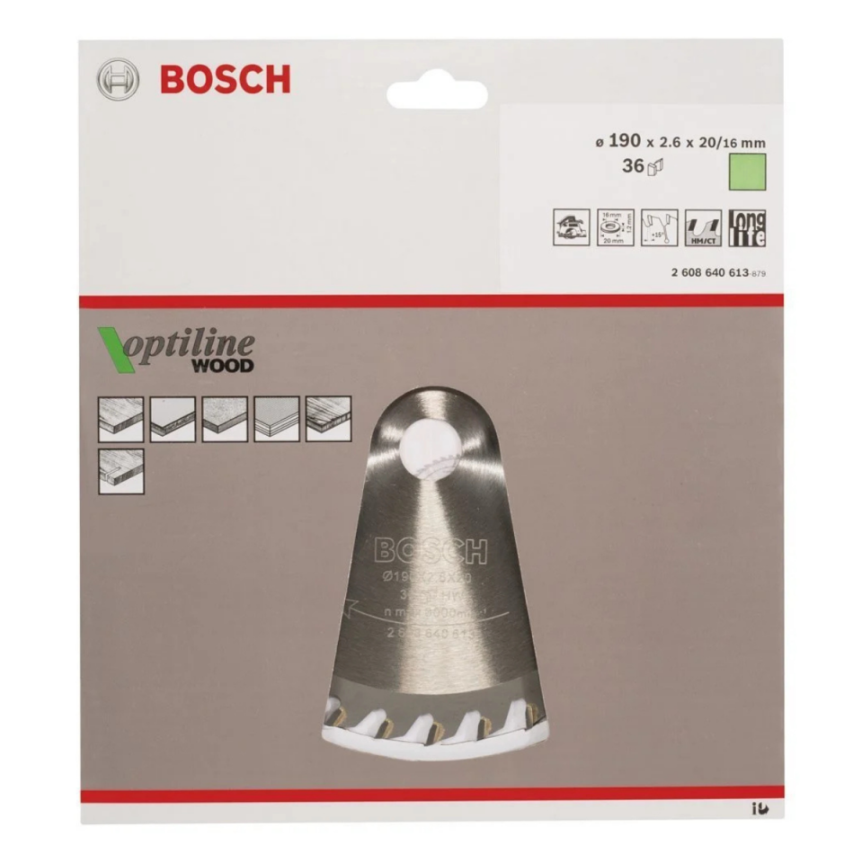 BOSCH SUNTA KESME 190X20/16 MM 36 DİŞ 2608640613