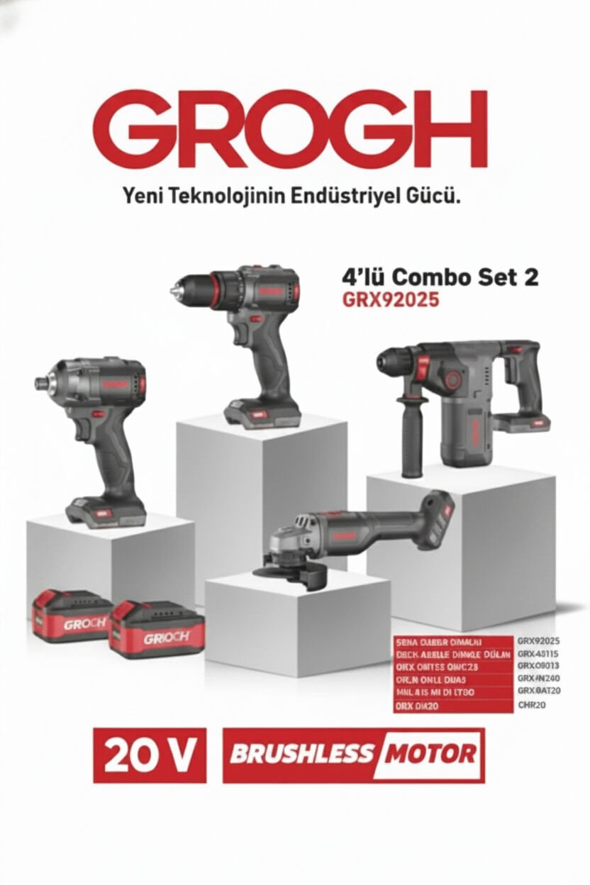 GROGH 4'LÜ SET(D.MATKAP+TORKLU VİDALAMA+A.TAŞLAMA+K.DELİCİ)GRX9201S