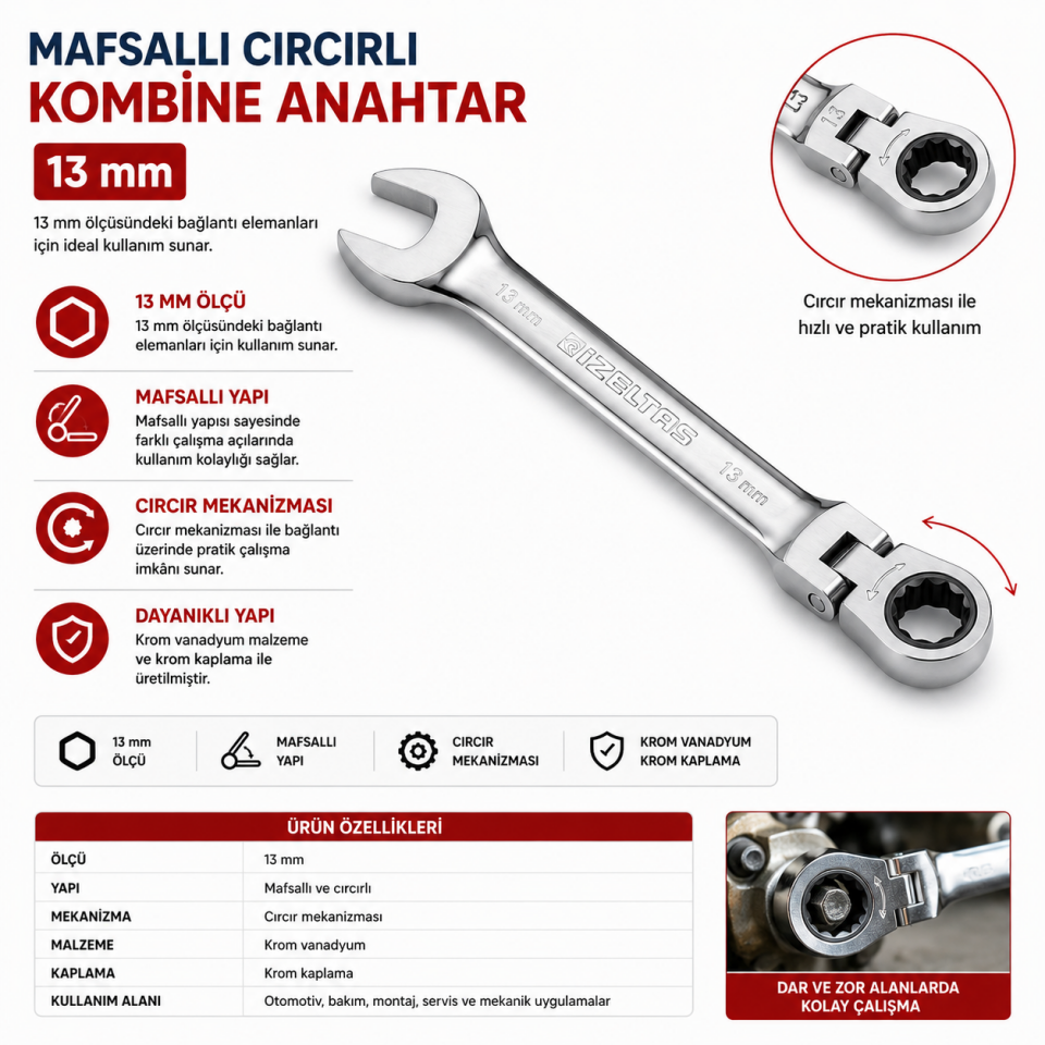 İZELTAŞ MAFSALLI CIRCIR KOMBİNE 13 MM