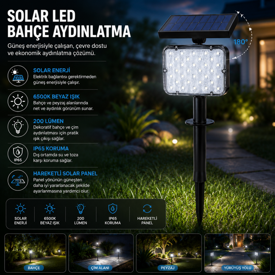 ACK SOLAR LED ÇİM ARM.KAZIKLI BEYAZ AG60-01831