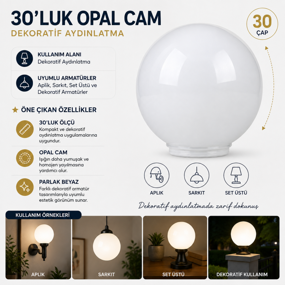 GLOB CAMI 30 LUK OPAL PARLAK BEYAZ
