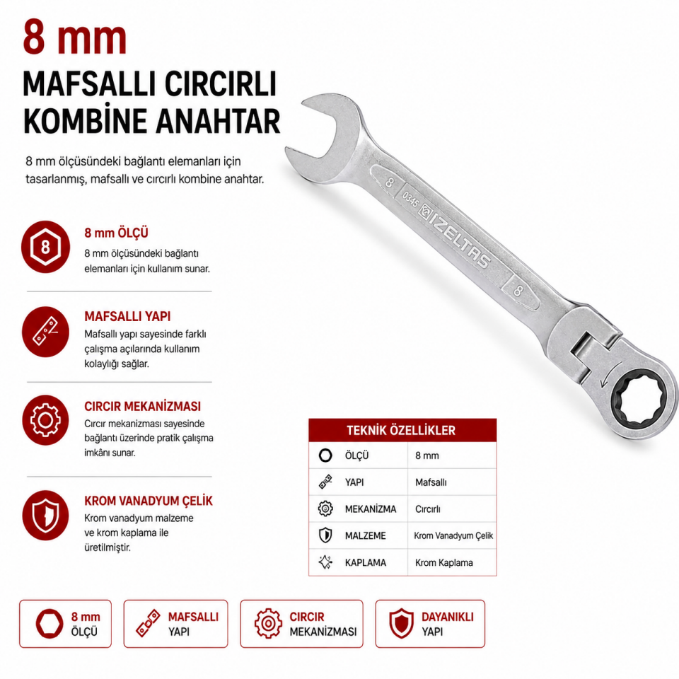 İZELTAŞ MASFALLI CIRCIR KOMBİNE ANAH. 8MM