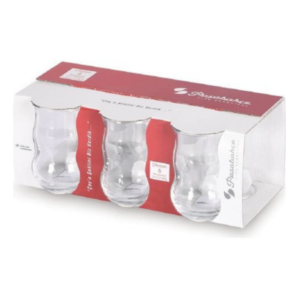 PAŞABAHÇE ÇİFTEBELLİ ÇAY BARDAĞI 6LI