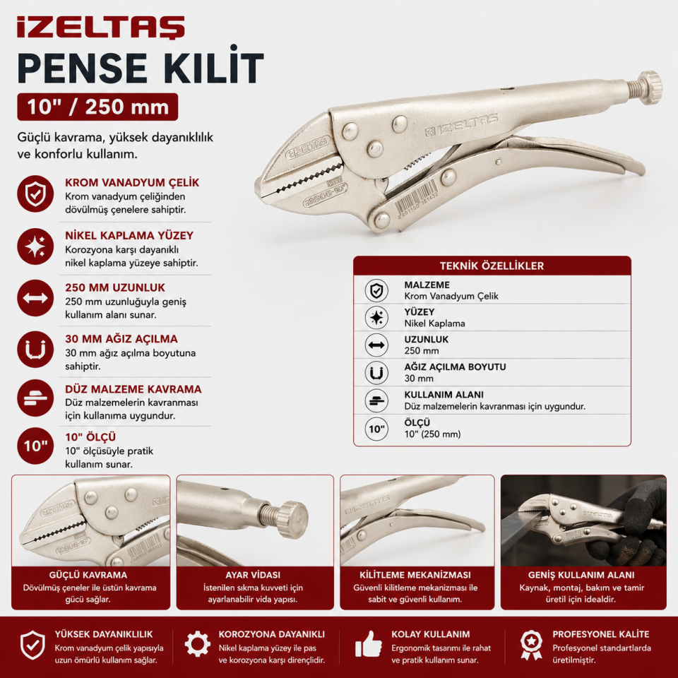 İZELTAŞ STANDART AYARLI PENSE 250MM