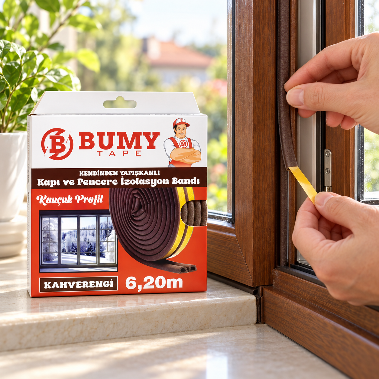 BUMY KAPI VE PENCERE KAUÇUK BANT 6,20 M KAHVERENGİ