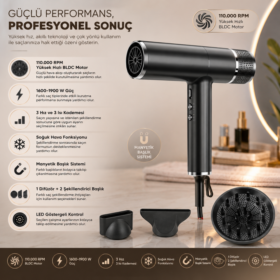GOSSO 1705 DELUXE SAÇ KURUTMA MAKİNESİ