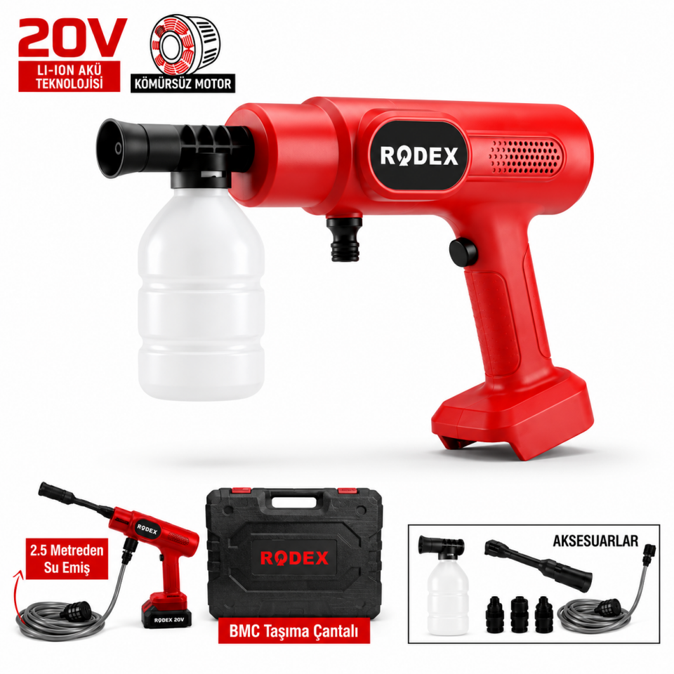 RODEX A.K. BASINÇLI YIKAMA MAKİNESİ 38 BAR 20V 2X LI-ON 4.0AH BMC RDX7112