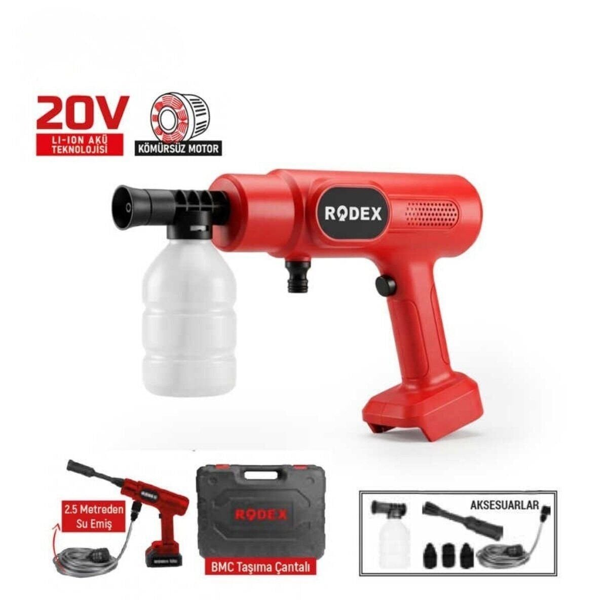 RODEX A.K. BASINÇLI YIKAMA MAKİNESİ 38 BAR 20V 2X LI-ON 4.0AH BMC RDX7112