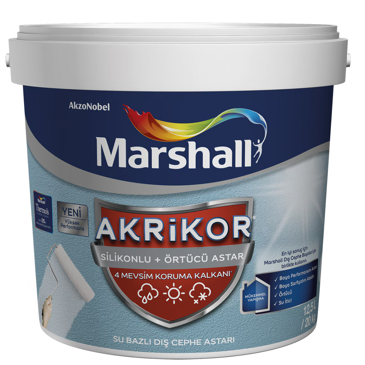 MARSHALL AKRİKOR SİLİKONLU+ÖRTÜCÜ ASTAR BEYAZ 10 KG