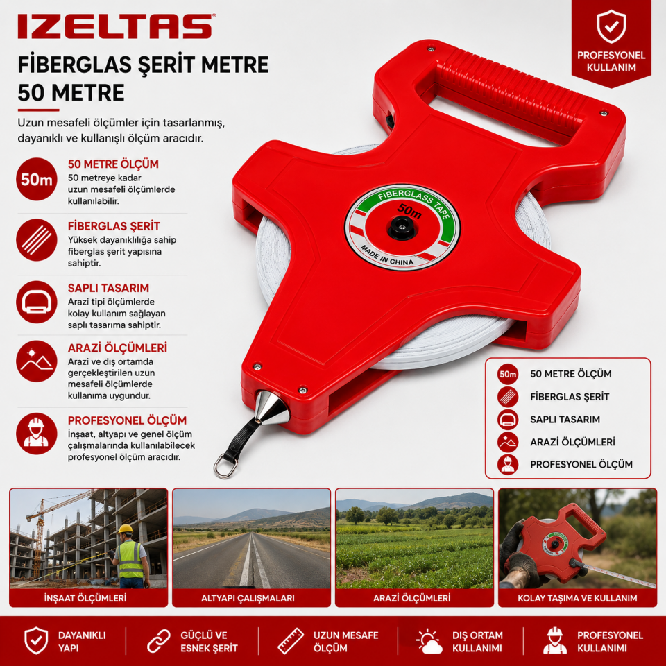 İZELTAŞ ARAZİ METRESİ 50MT SAP