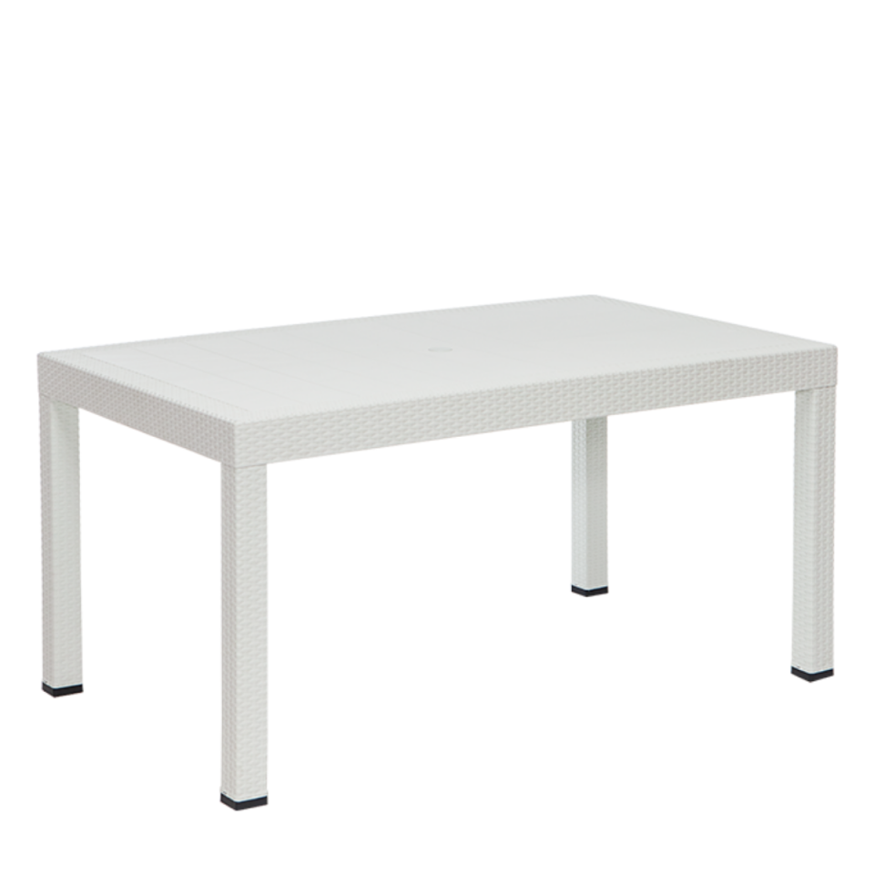 MASA 90X150 RATTAN CAMSIZ BEYAZ