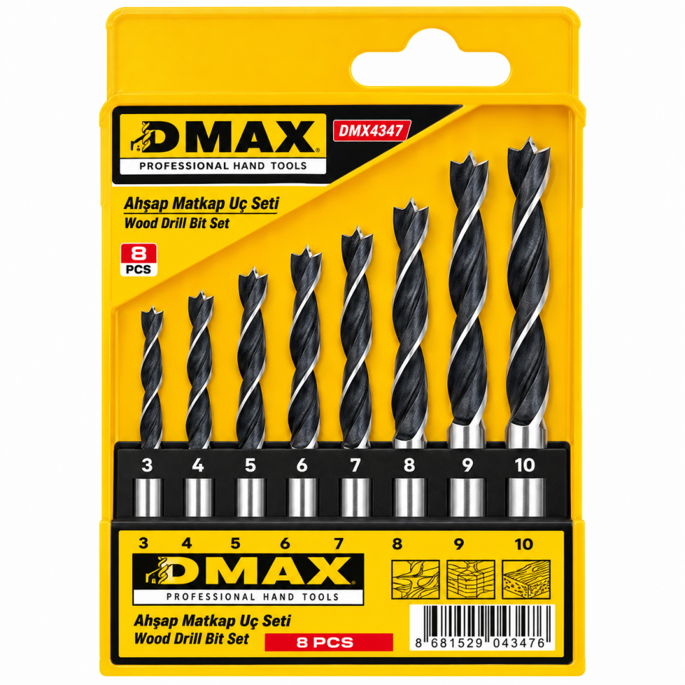 DMAX AHŞAP MATKAP UCU SETİ 8 PARÇA DMX4347
