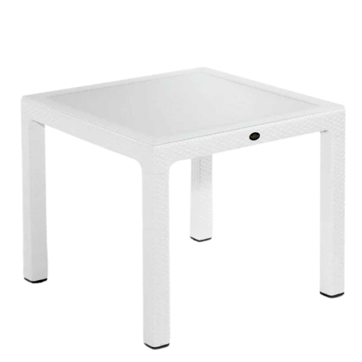 MASA 90X90 RATTAN GOLD CAMLI BEYAZ