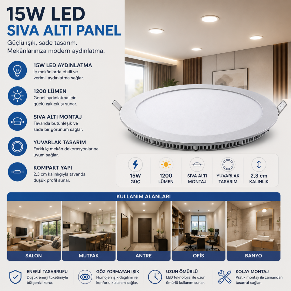 BENAR PCLS 002 15 W LED SPOT BEYAZ