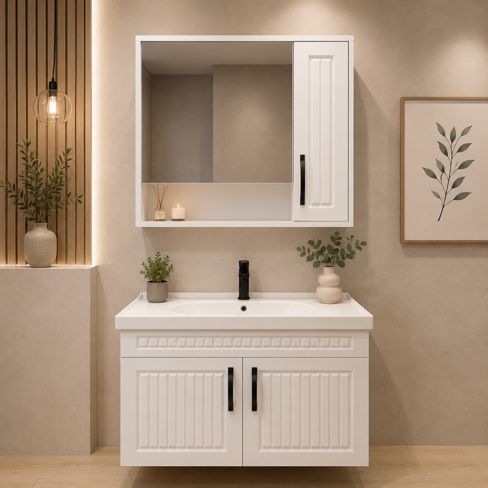 BANYO DOLABI 100 CM SOFT GRİ