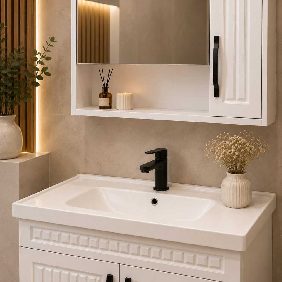 BANYO DOLABI 100 CM SOFT GRİ