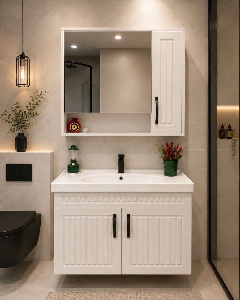 BANYO DOLABI 100 CM SOFT GRİ