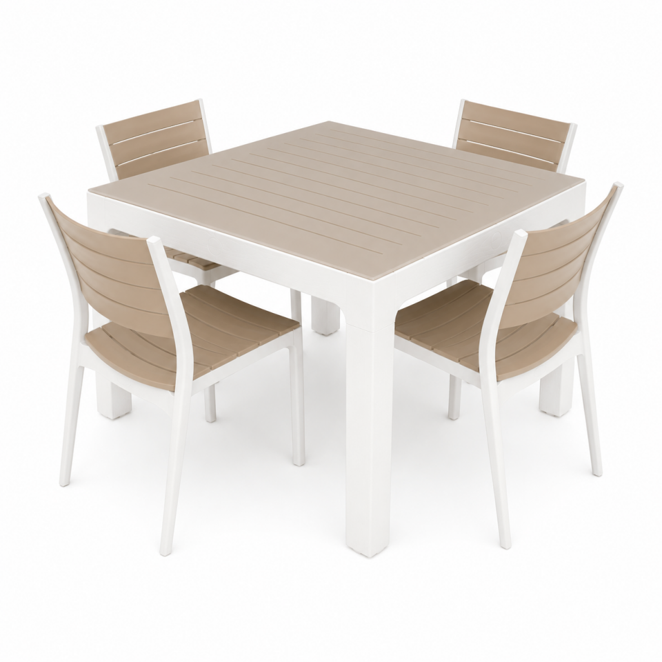 MASA 90X90 SEGİNUS 4 LÜ BEYAZ-FİLDİŞİ