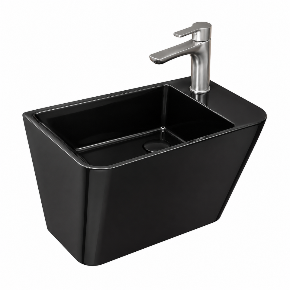 LAVABO 28 CM PRİMO PARLAK SİYAH LUCCO