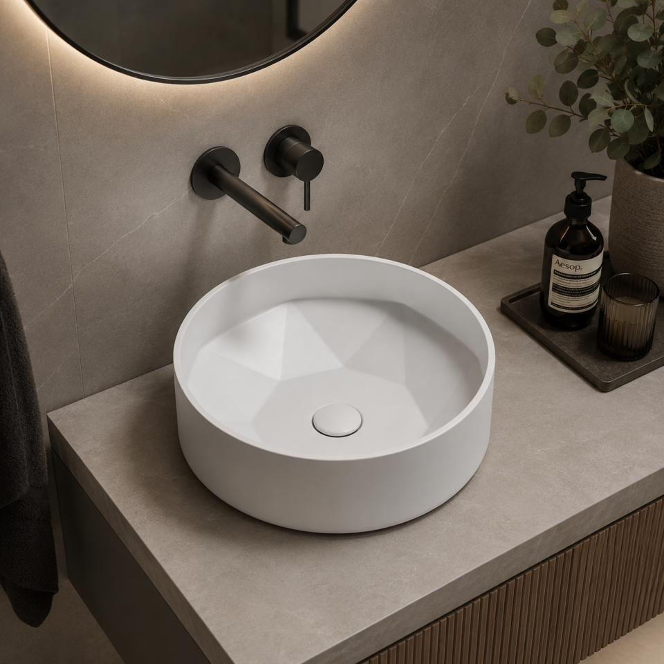 LAVABO 42 CM DİAMENTE PARLAK BEYAZ LUCCO