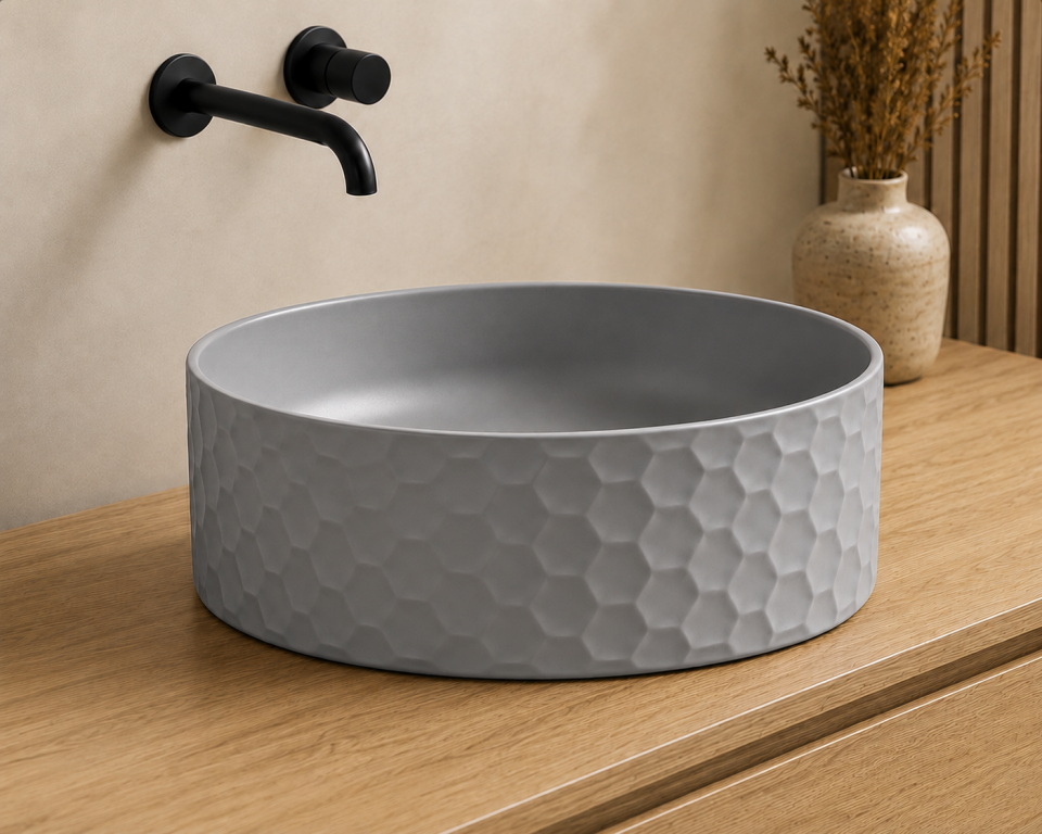 LAVABO 44 CM SİENA MAT GÜMÜŞ GRİ LUCCO