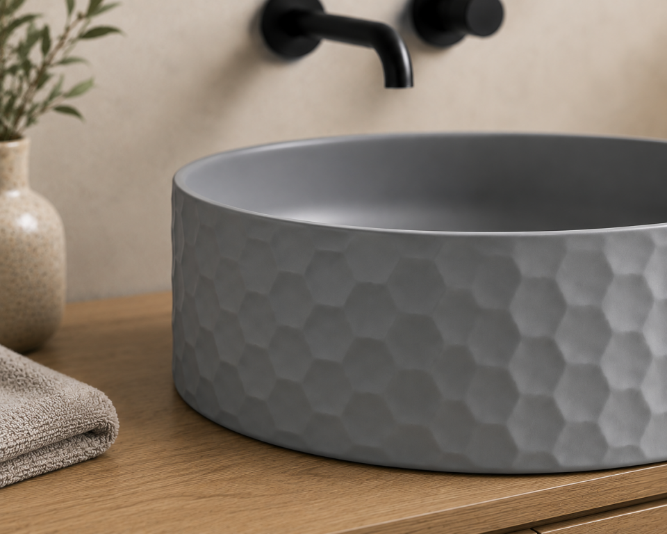 LAVABO 44 CM SİENA MAT GÜMÜŞ GRİ LUCCO