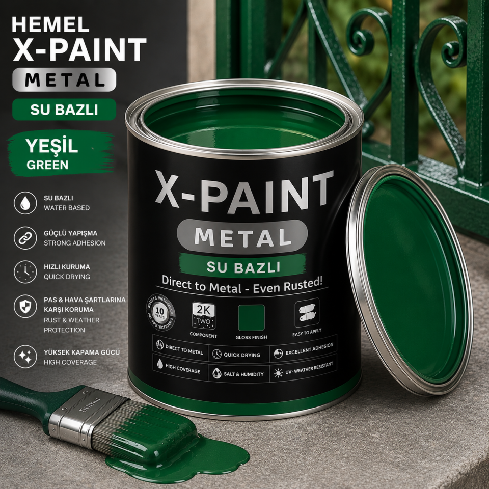 HEMEL X-PAİNT METAL SU BAZLI YEŞİL 0,75 LT