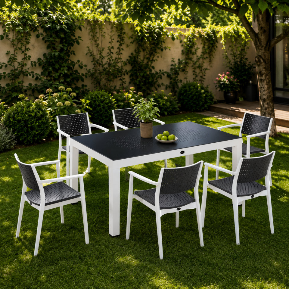 MASA 90X150 SEGİNUS 6 LI BEYAZ-ANTRASİT