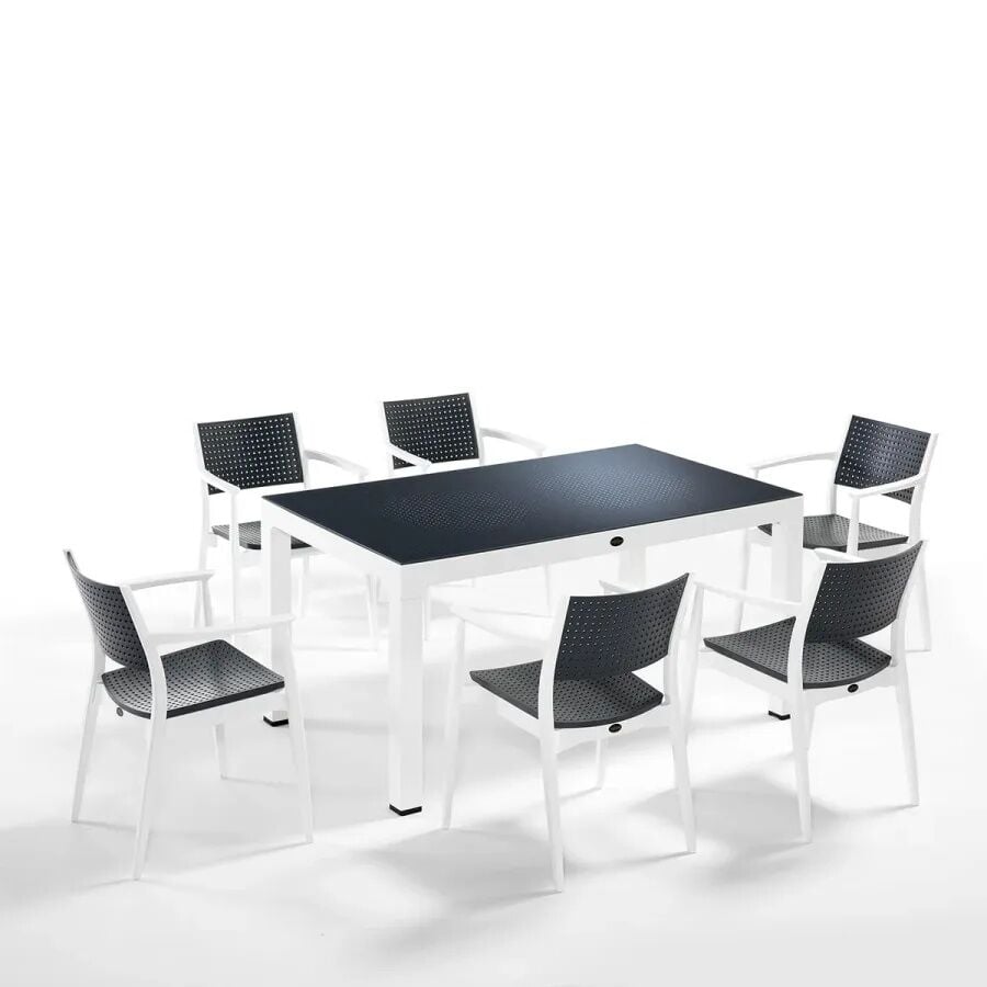 MASA 90X150 SEGİNUS 6 LI BEYAZ-ANTRASİT