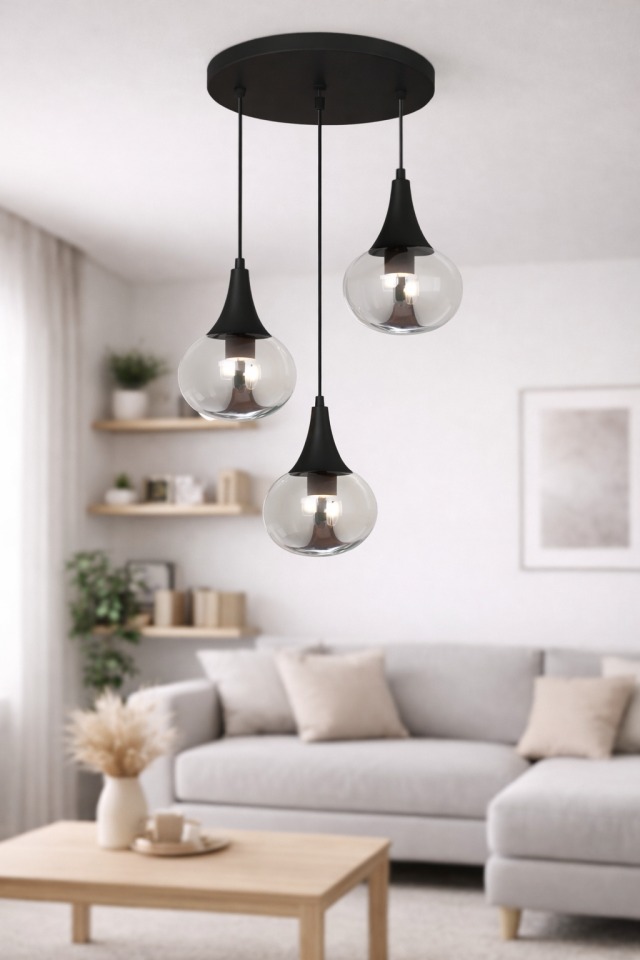 AVİZE YAKUT 3 LÜ SİYAH 2963-2