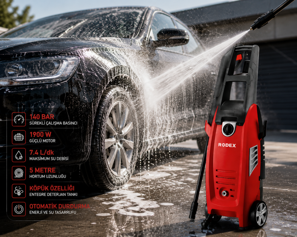 RODEX E.BASINÇLI YIKAMA MAKİNESİ 140 BAR 1900 W RDX7115