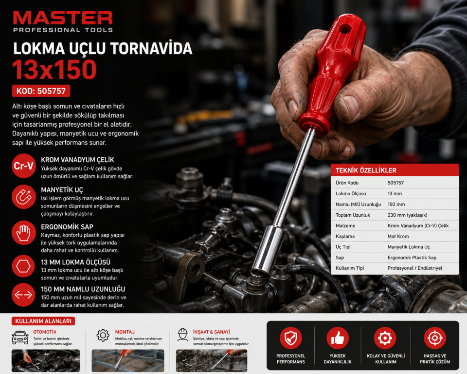MASTER LOKMA UÇLU TORNAVİDA 13X150 505757