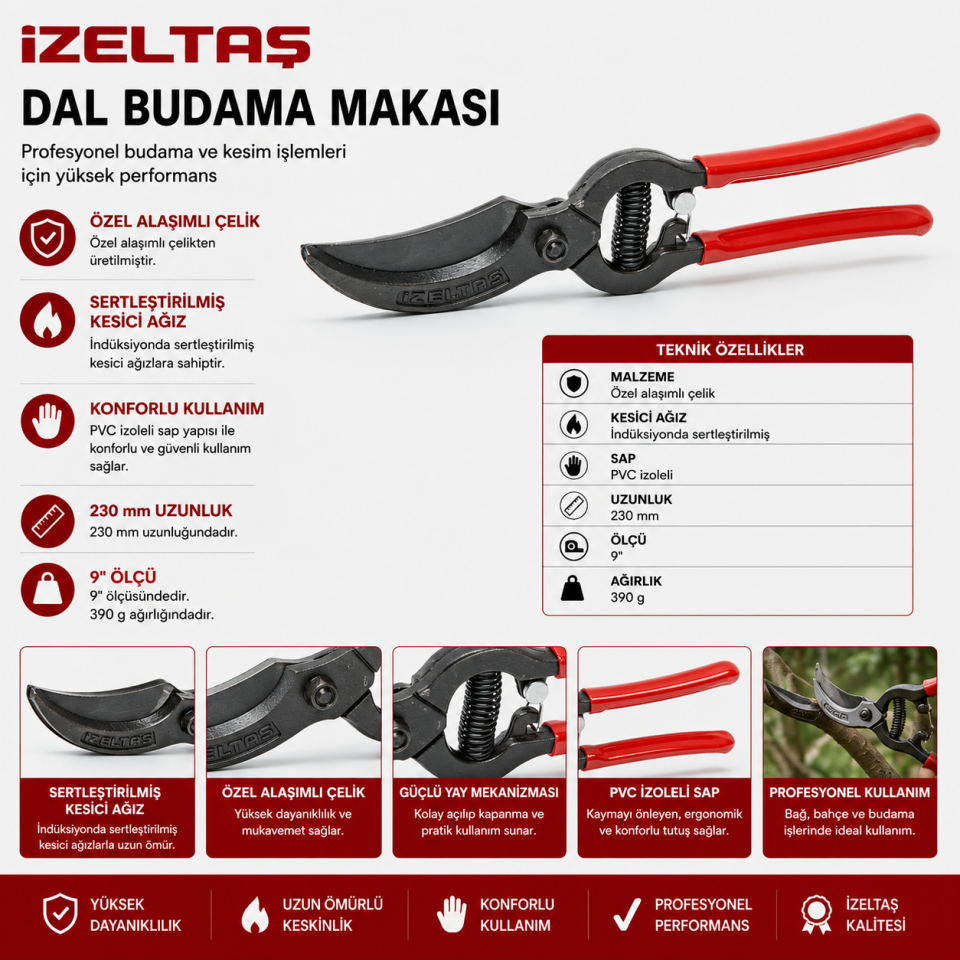 İZELTAŞ BAĞ MAKASI 230MM LÜX
