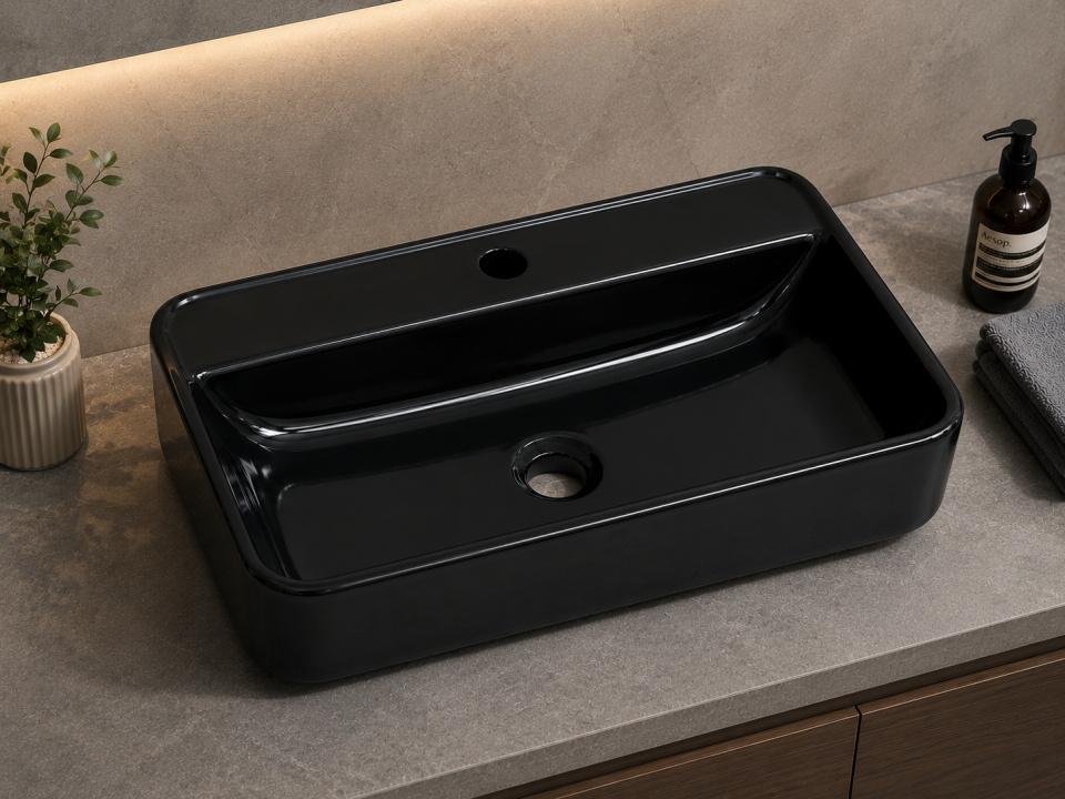 LAVABO 60 CM VERO PARLAK SİYAH LUCCO