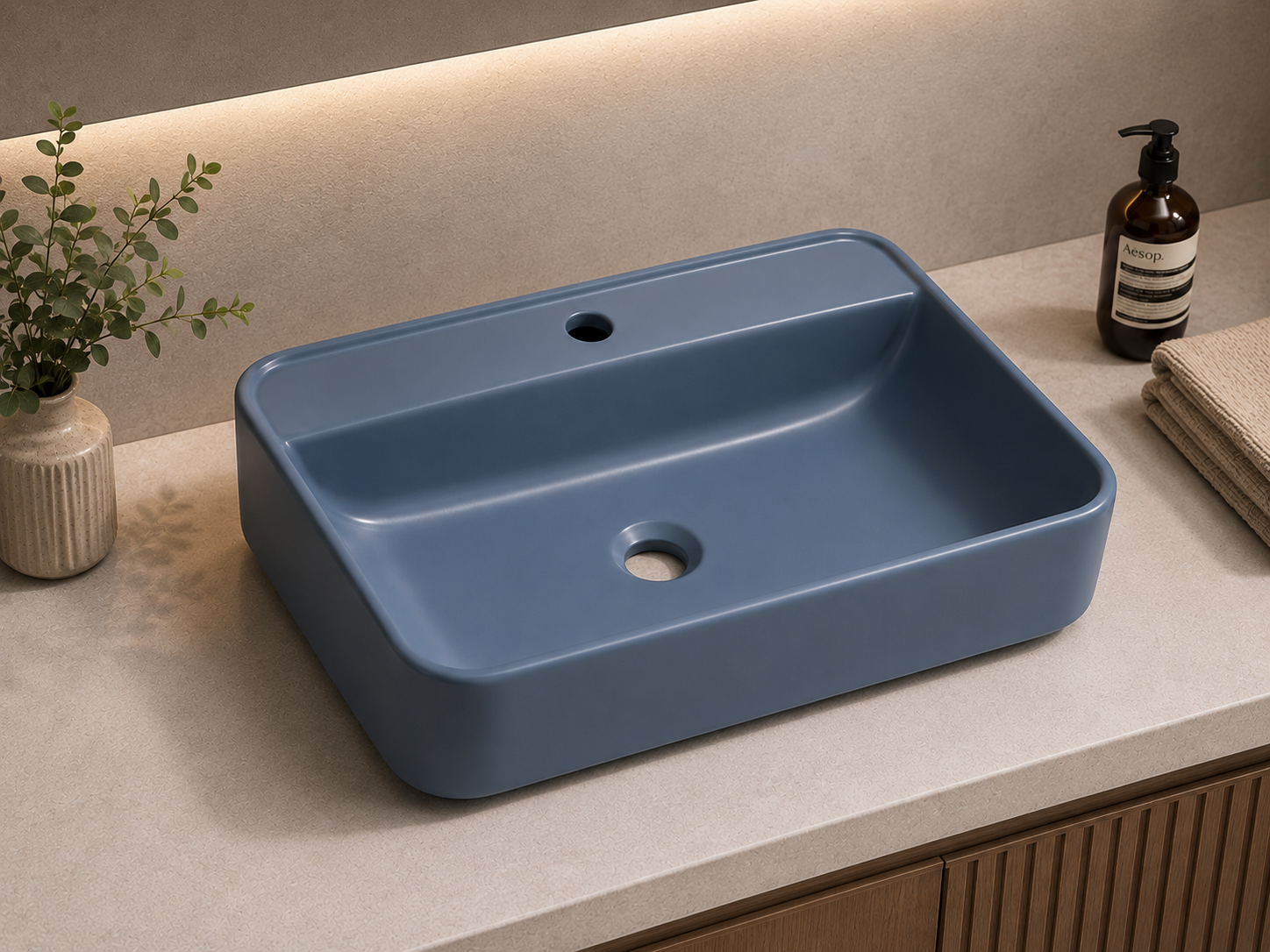 LAVABO 60 CM VERO MAT PETROL MAVİ LUCCO