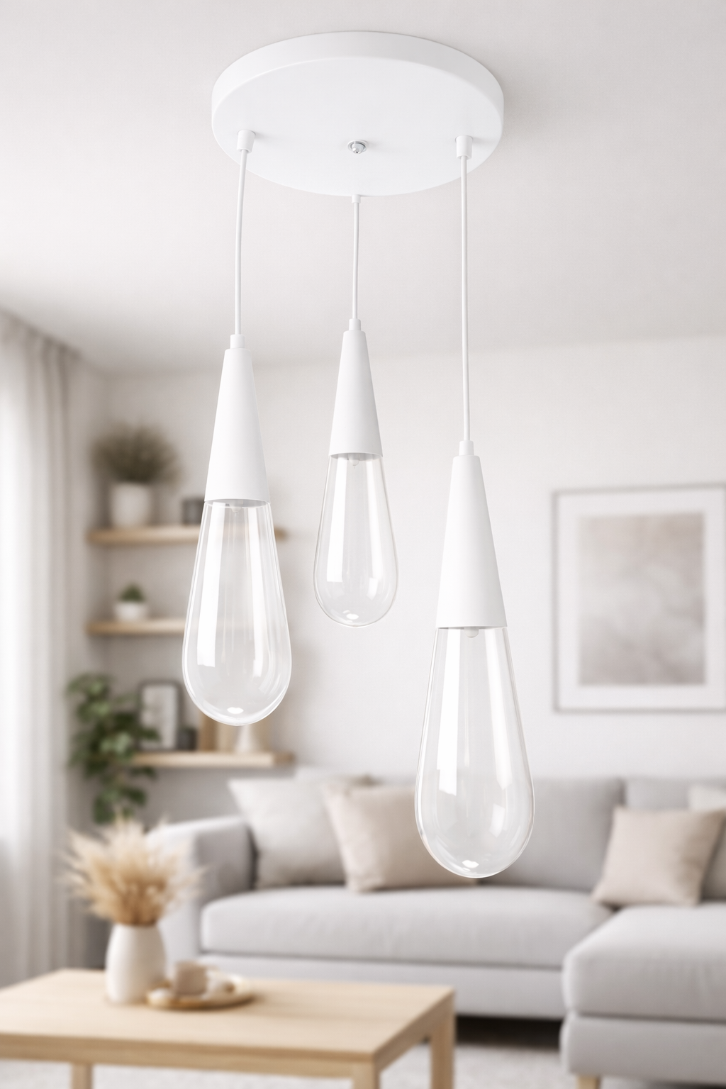 AVİZE DAMLA 3 LÜ SARKIT LEDLİ BEYAZ 1962