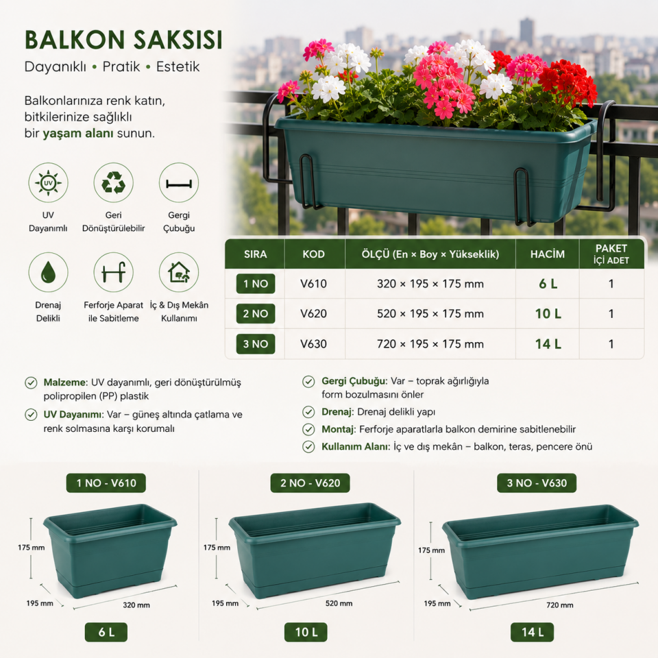 SAKSI VİLLA BALKON TAKIM NO:1 YEŞİL 6 LT