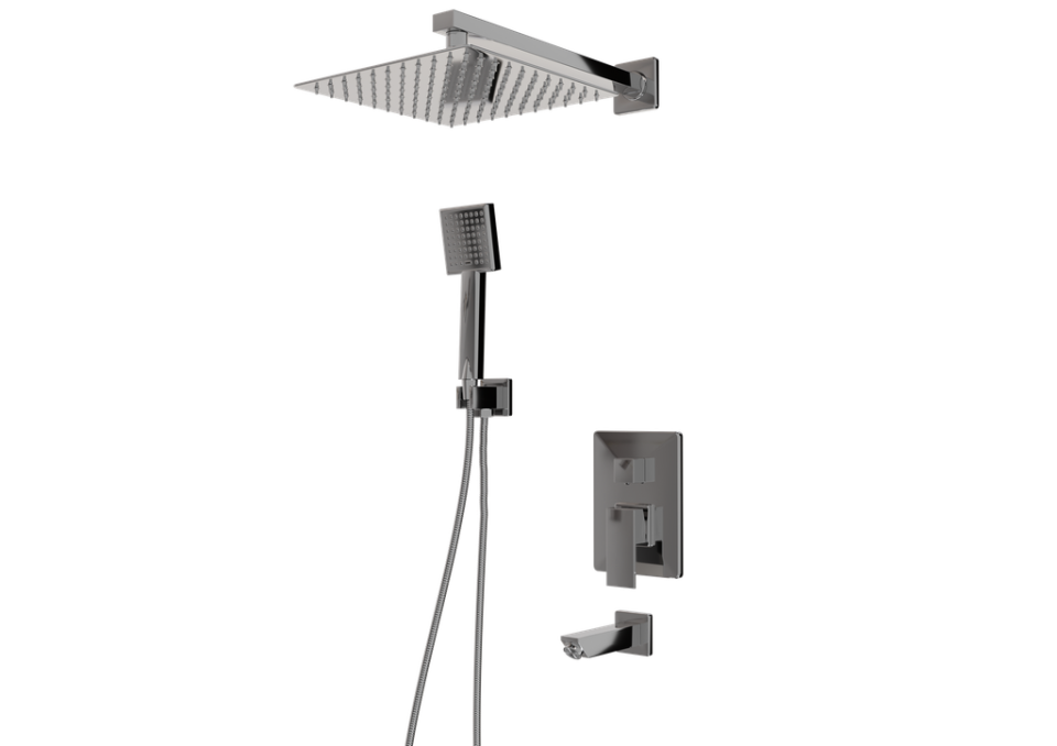 BELİNZA ANKASTRE KARE DUŞ SETİ 3 YÖNLÜ KROM 20300