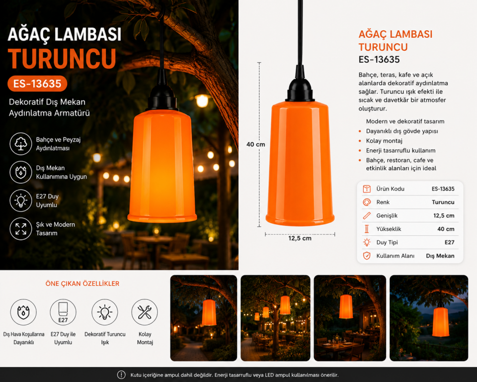 AĞAÇ LAMBASI TURUNCU ES-13635