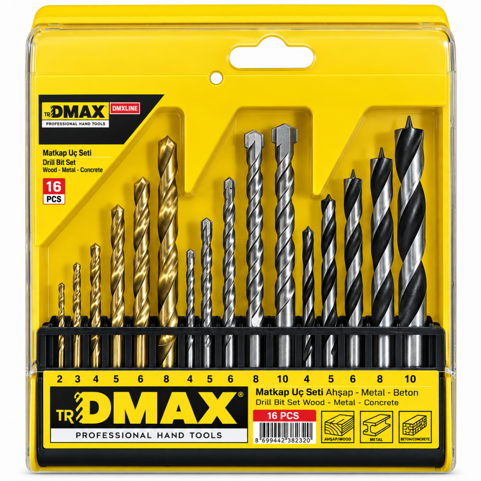 DMAX MATKAP UCU SETİ 16 PARÇA AHŞAP-BETON DMX4345